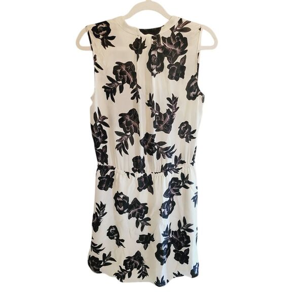Babaton Aritzia Benedict Shirt Dress White Black Floral Roses 100% Silk Medium‎ - Picture 3 of 7